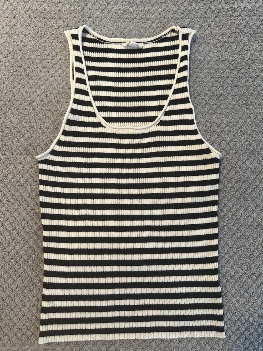 Splendid Black and White Striped Ribbed Tank Top